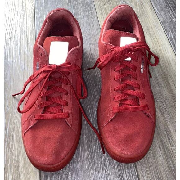 PUMA Suede Classic Mono Women's US Size 9.5 Iced High Risk Red Sneaker Shoes - Picture 4 of 10